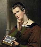 unknow artist Portrat einer jungen Frau mit Bibel Germany oil painting artist